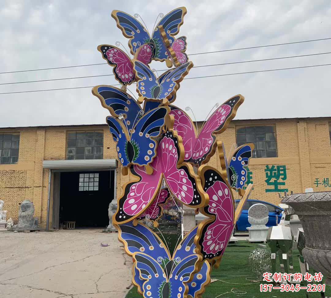 达州不锈钢彩绘蝴蝶雕塑精美绝伦