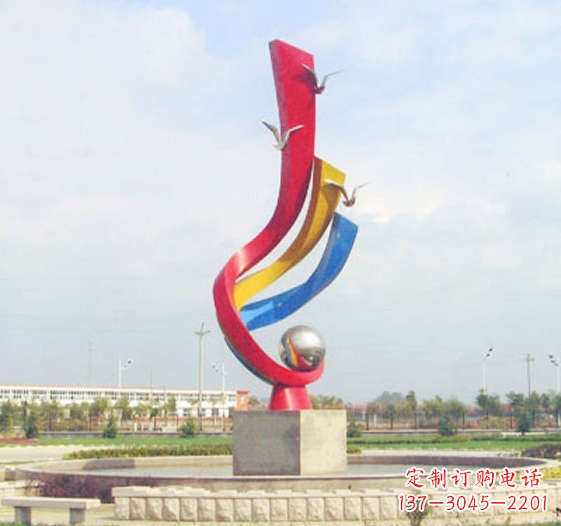 达州不锈钢彩色海鸥海浪雕塑——美丽传承