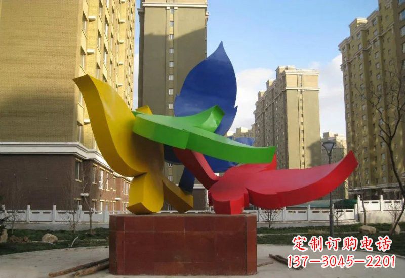达州不锈钢彩色抽象树叶雕塑