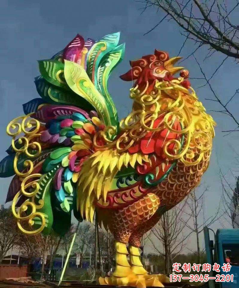 达州不锈钢彩色公鸡雕塑——精美绝伦