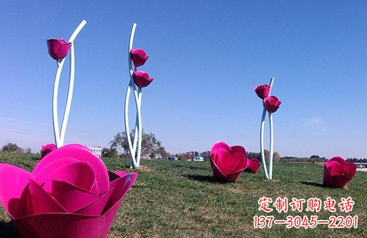 达州不锈钢彩色玫瑰花雕塑