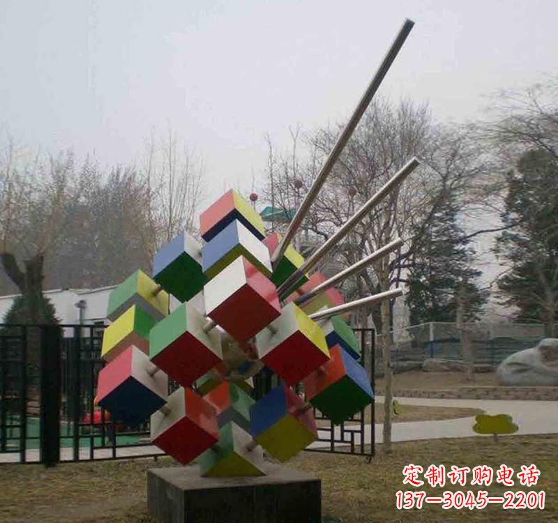 达州不锈钢彩色魔方雕塑