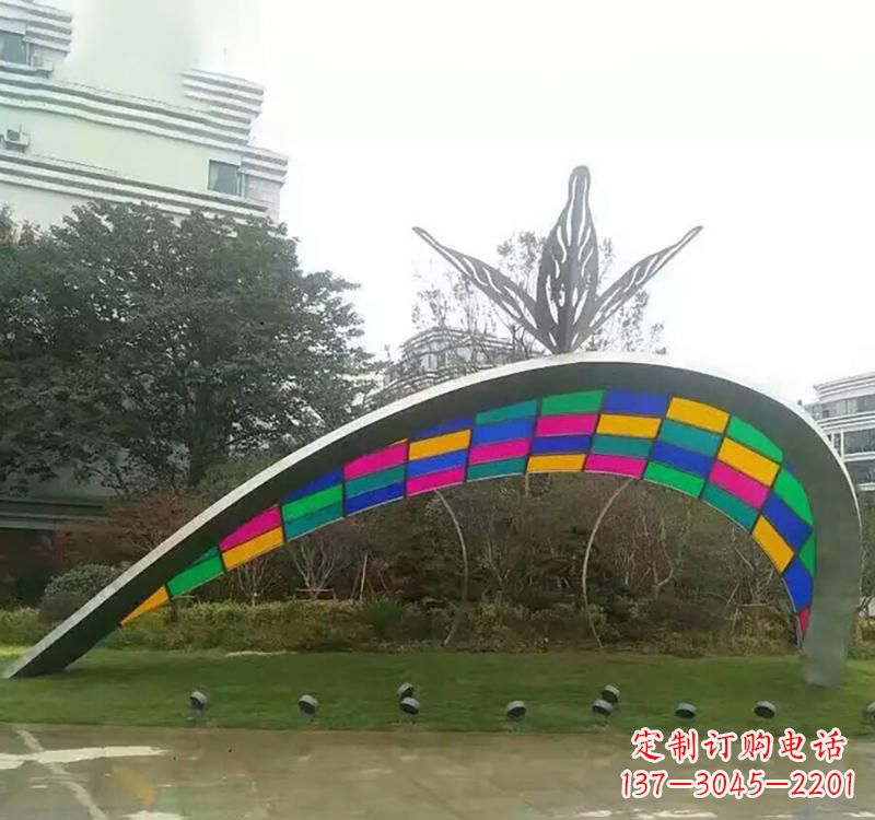 达州不锈钢彩色拼接拱门雕塑
