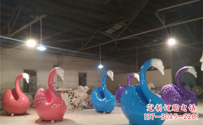 达州不锈钢彩色天鹅——精美的动物雕塑