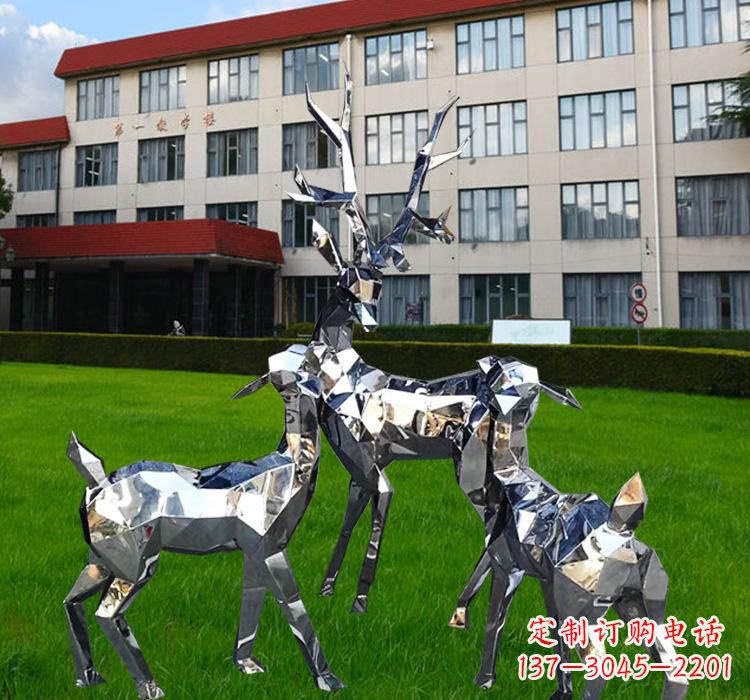 达州不锈钢草坪麋鹿雕塑