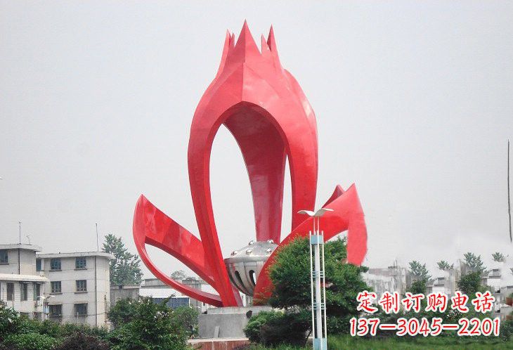 达州不锈钢城市抽象莲花和莲蓬雕塑