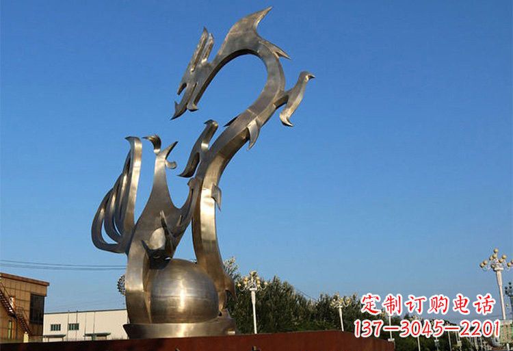 达州不锈钢城市抽象龙凤雕塑