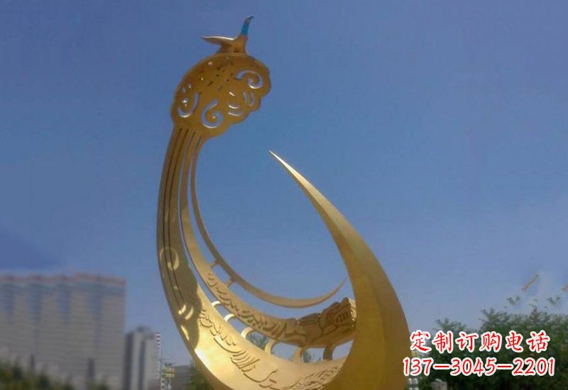 达州凤凰展翅高飞——不锈钢城市大型抽象创意雕塑