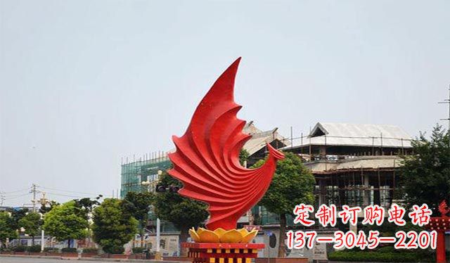 达州不锈钢凤凰雕塑象征着城市繁荣