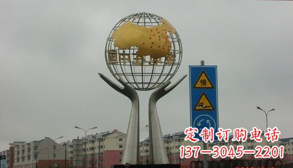 达州不锈钢城市景观中的地球雕塑