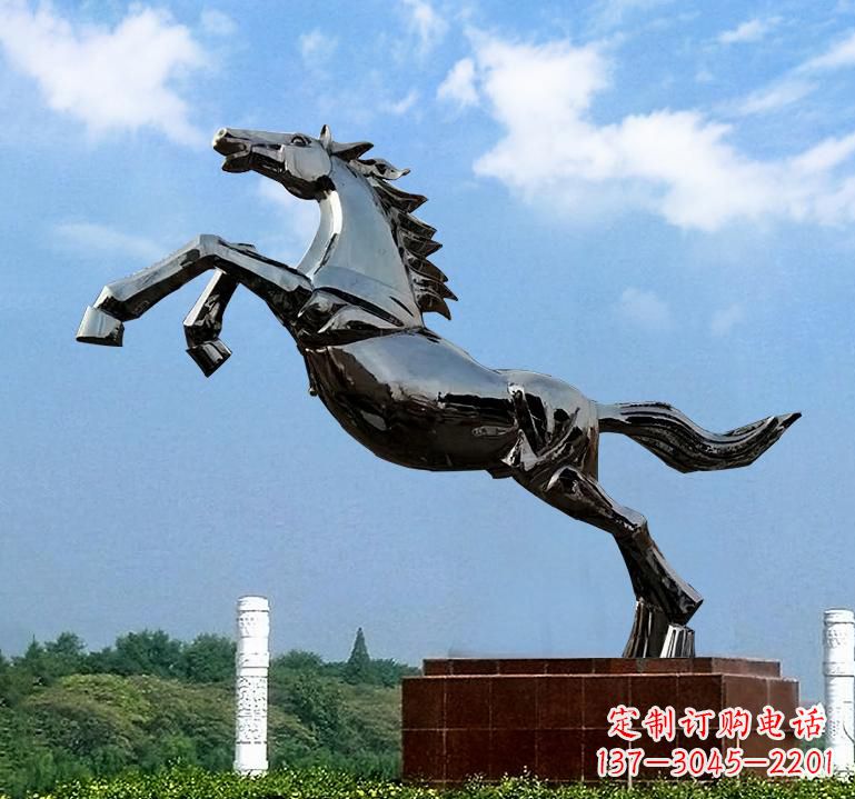 达州不锈钢城市艺术奔马雕塑精美的艺术之作