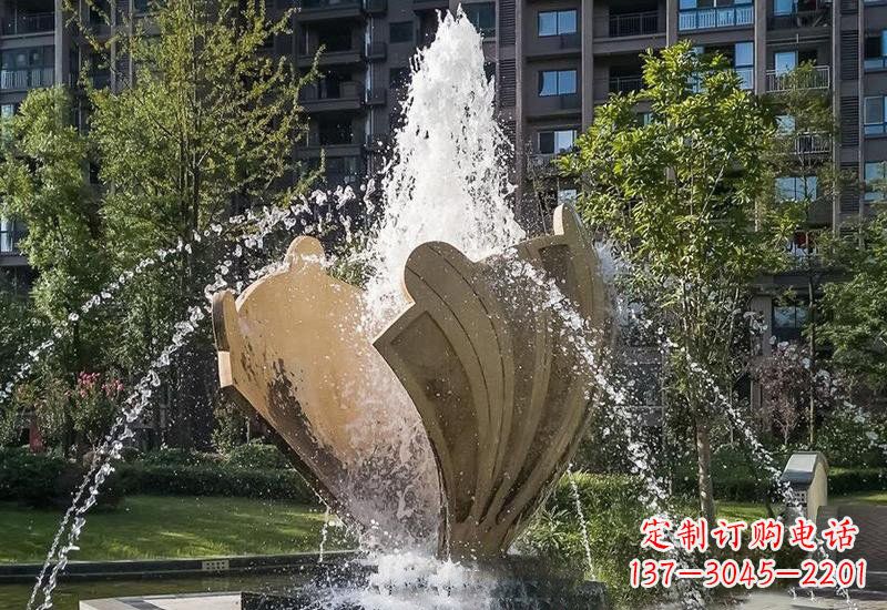 达州不锈钢抽象贝壳喷泉雕塑