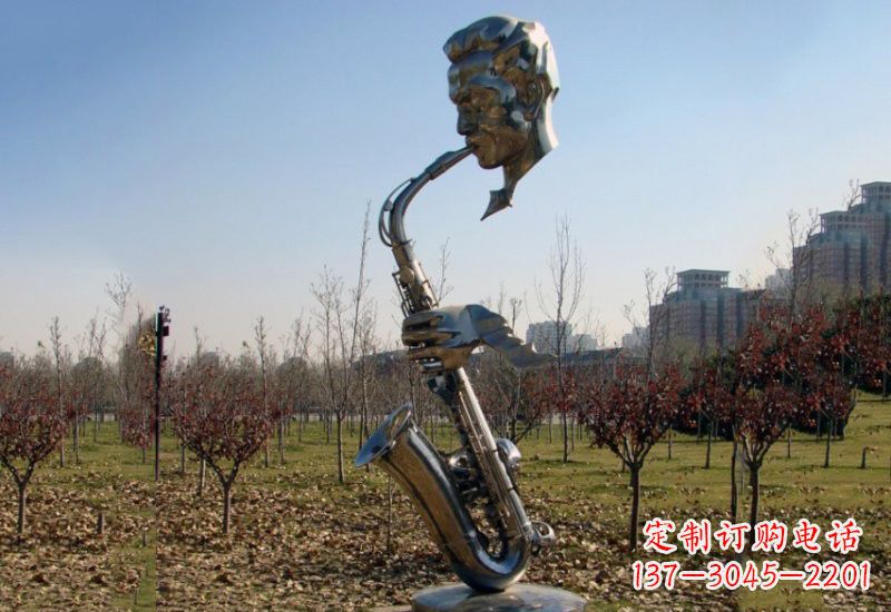 达州静谧而神秘的不锈钢萨克斯雕塑