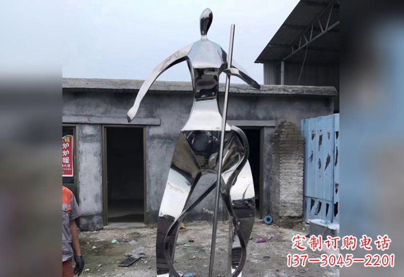 达州不锈钢抽象大提琴人物雕塑