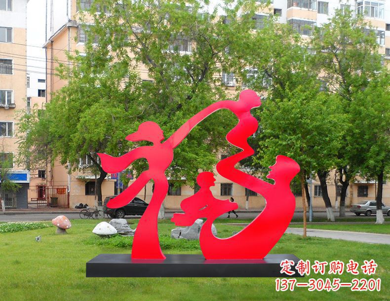 达州不锈钢抽象福字人物雕塑