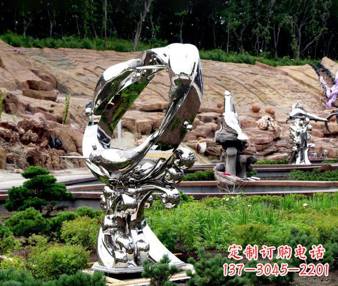 达州不锈钢抽象海豚雕塑 (2)