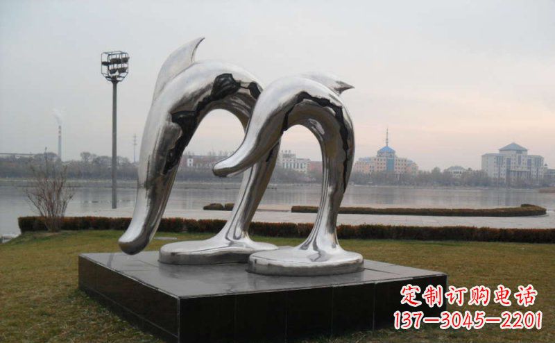 达州不锈钢抽象海豚动物雕塑