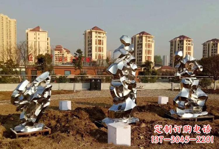 达州不锈钢抽象镜面太湖石雕塑