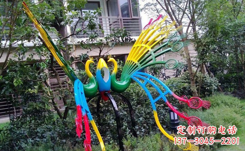 达州不锈钢抽象孔雀雕塑 (4)