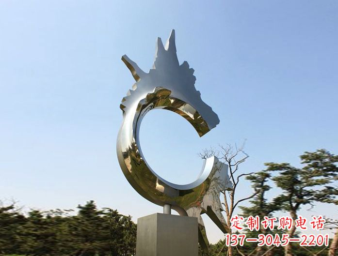 达州不锈钢抽象龙头雕塑