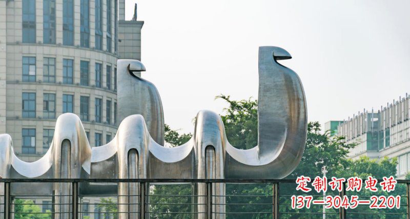 达州不锈钢抽象骆驼街边动物雕塑