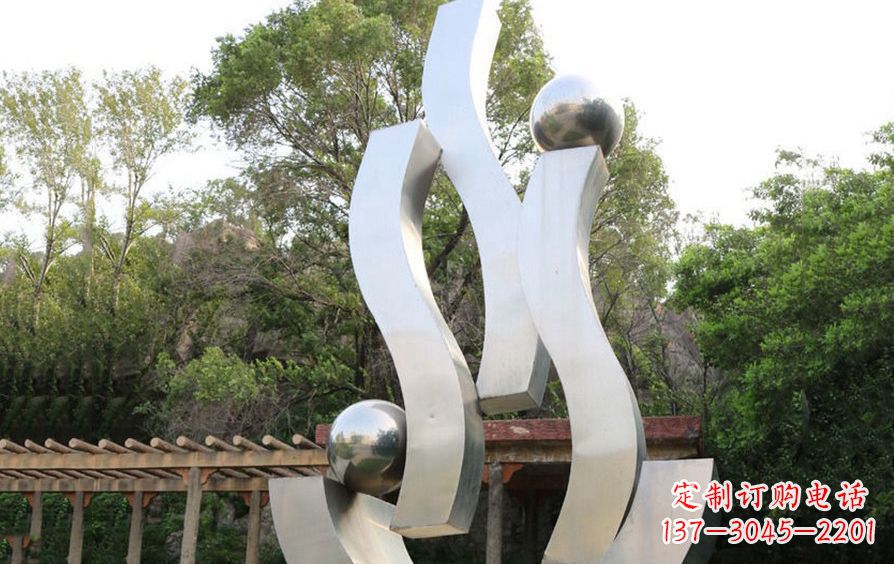 达州不锈钢抽象飘带小区景观雕塑