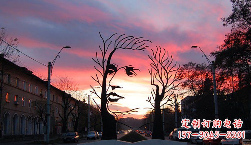 达州不锈钢人头雕塑点缀街边景观