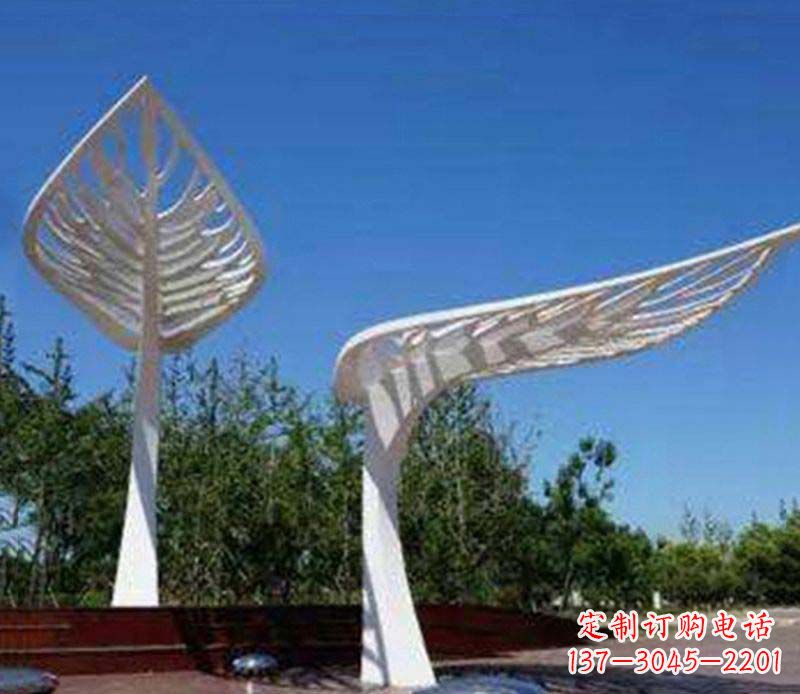 达州精美不锈钢树叶雕塑