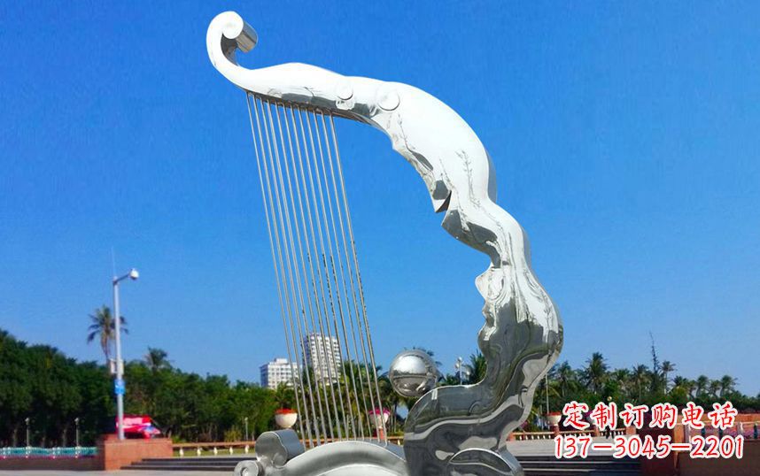 达州不锈钢竖琴广场雕塑