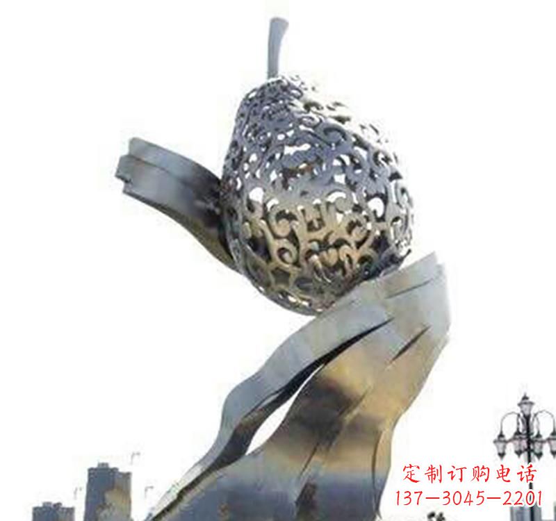 达州不锈钢梨雕塑艺术结合精美外形