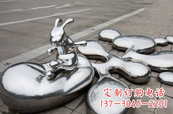 达州不锈钢抽象兔子和水滴雕塑