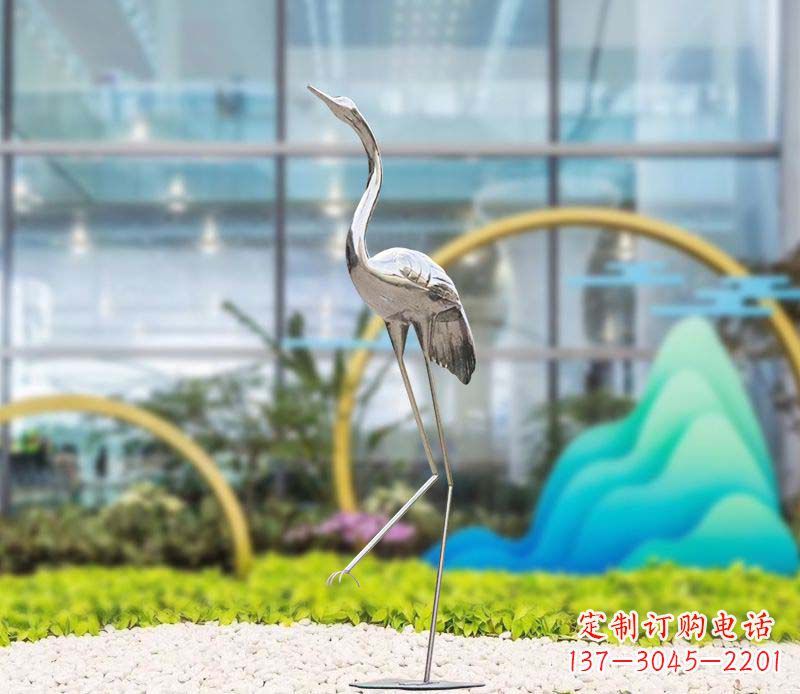 达州不锈钢仙鹤雕塑传承中国古典文化
