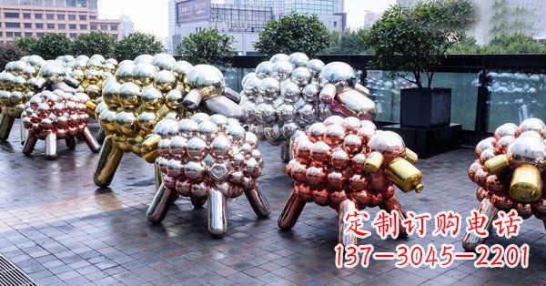 达州不锈钢抽象小羊肖恩动物广场雕塑