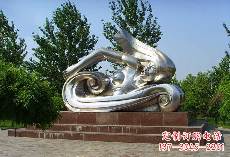 达州不锈钢抽象游泳女孩雕塑