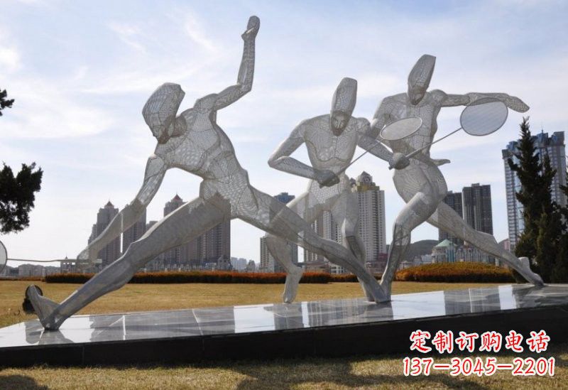达州不锈钢抽象羽毛球人物雕塑