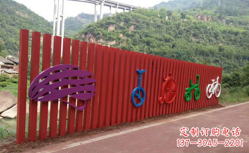 达州不锈钢自行车雕塑点缀公园景观