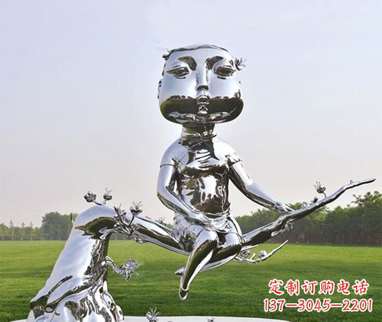 达州不锈钢树枝上的女孩雕塑