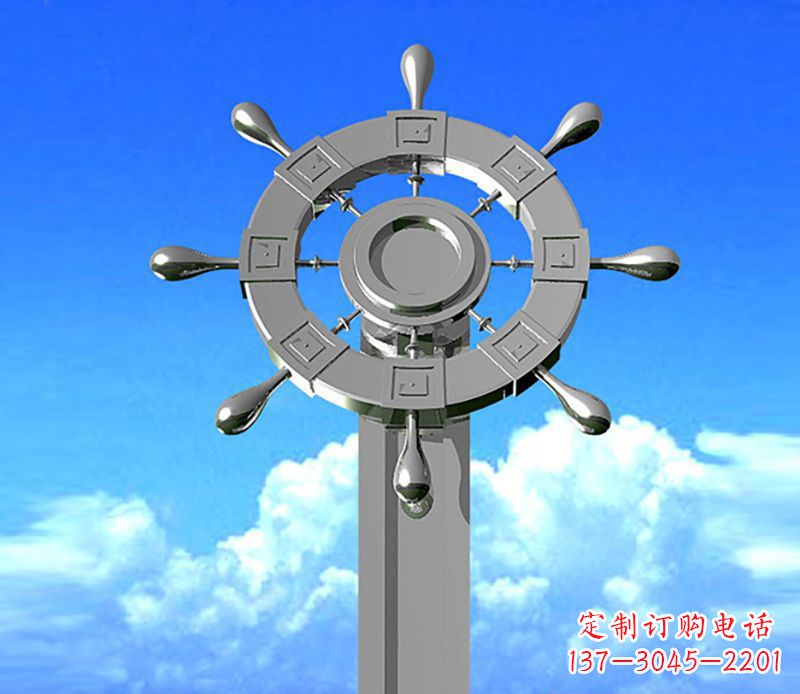 达州不锈钢船舵雕塑精美的海洋艺术