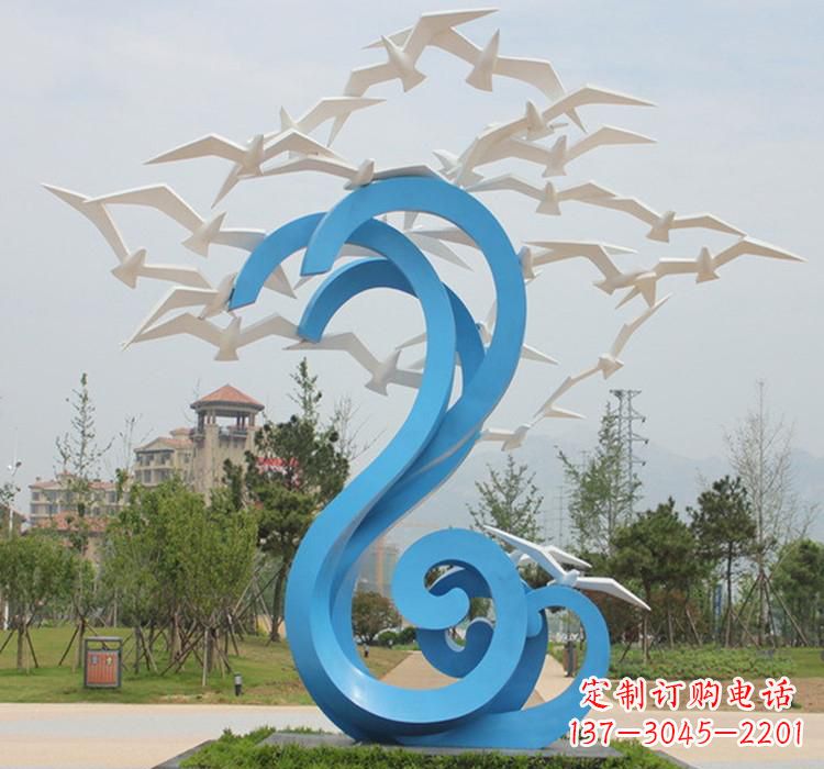 达州新题目精美不锈钢大雁雕塑