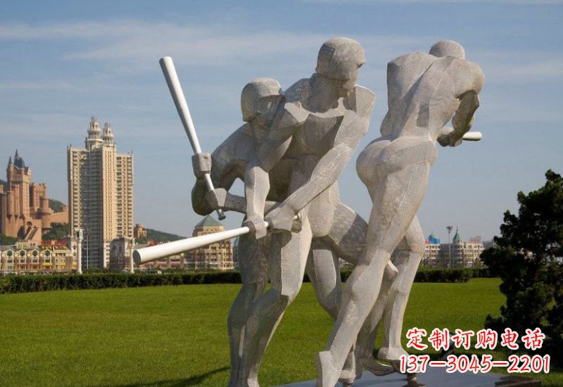 达州不锈钢打棒球人物雕塑2