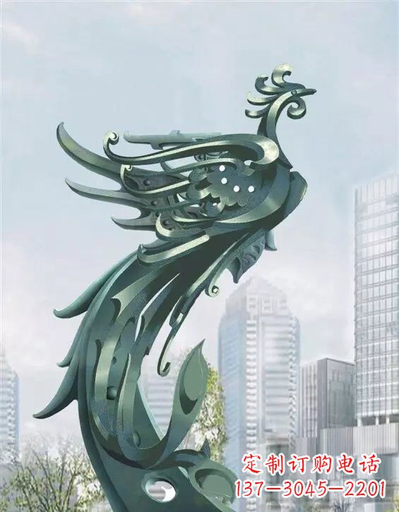 达州不锈钢大型凤凰雕塑美丽而神秘