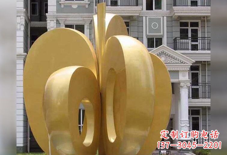 达州不锈钢大型抽象苹果雕塑
