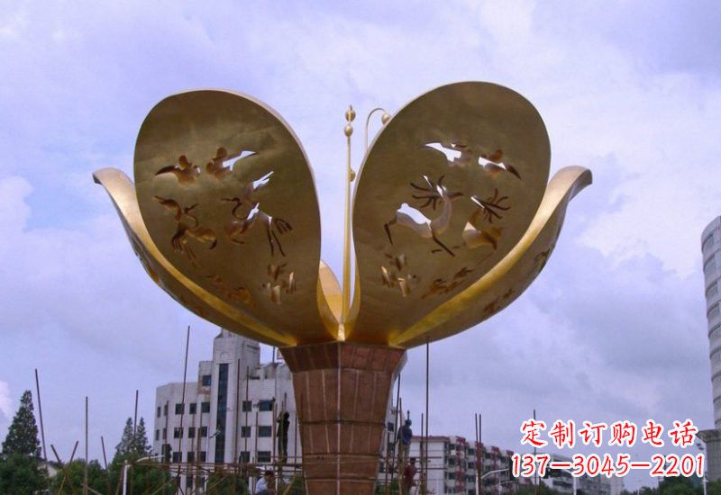 达州大型不锈钢紫荆花雕塑