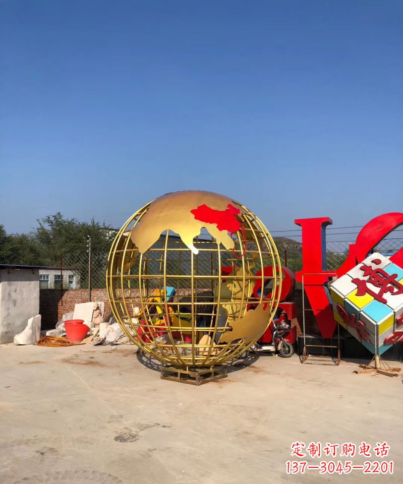 达州不锈钢地球仪雕塑校园景观雕塑