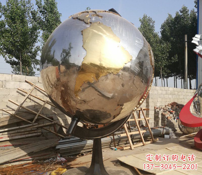 达州不锈钢地球仪校园雕塑_2