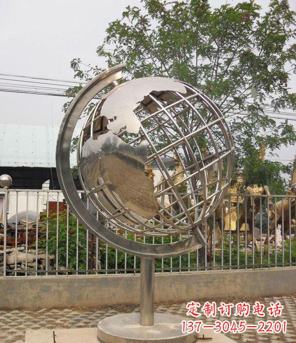 达州精美不锈钢地球仪雕塑点缀校园美景