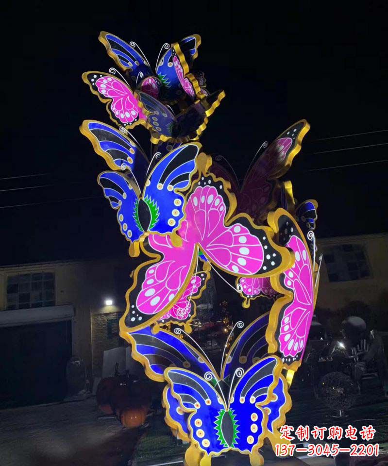 达州不锈钢灯饰彩绘蝴蝶雕塑