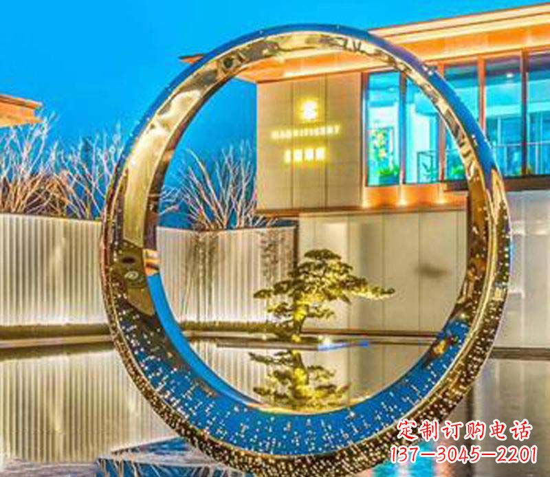 达州不锈钢灯饰圆环雕塑