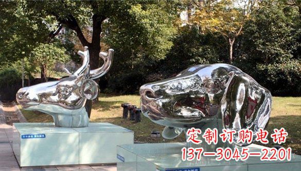达州动物十二生肖头像不锈钢雕塑