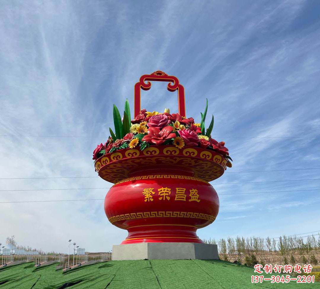 达州不锈钢繁荣昌盛花篮雕塑